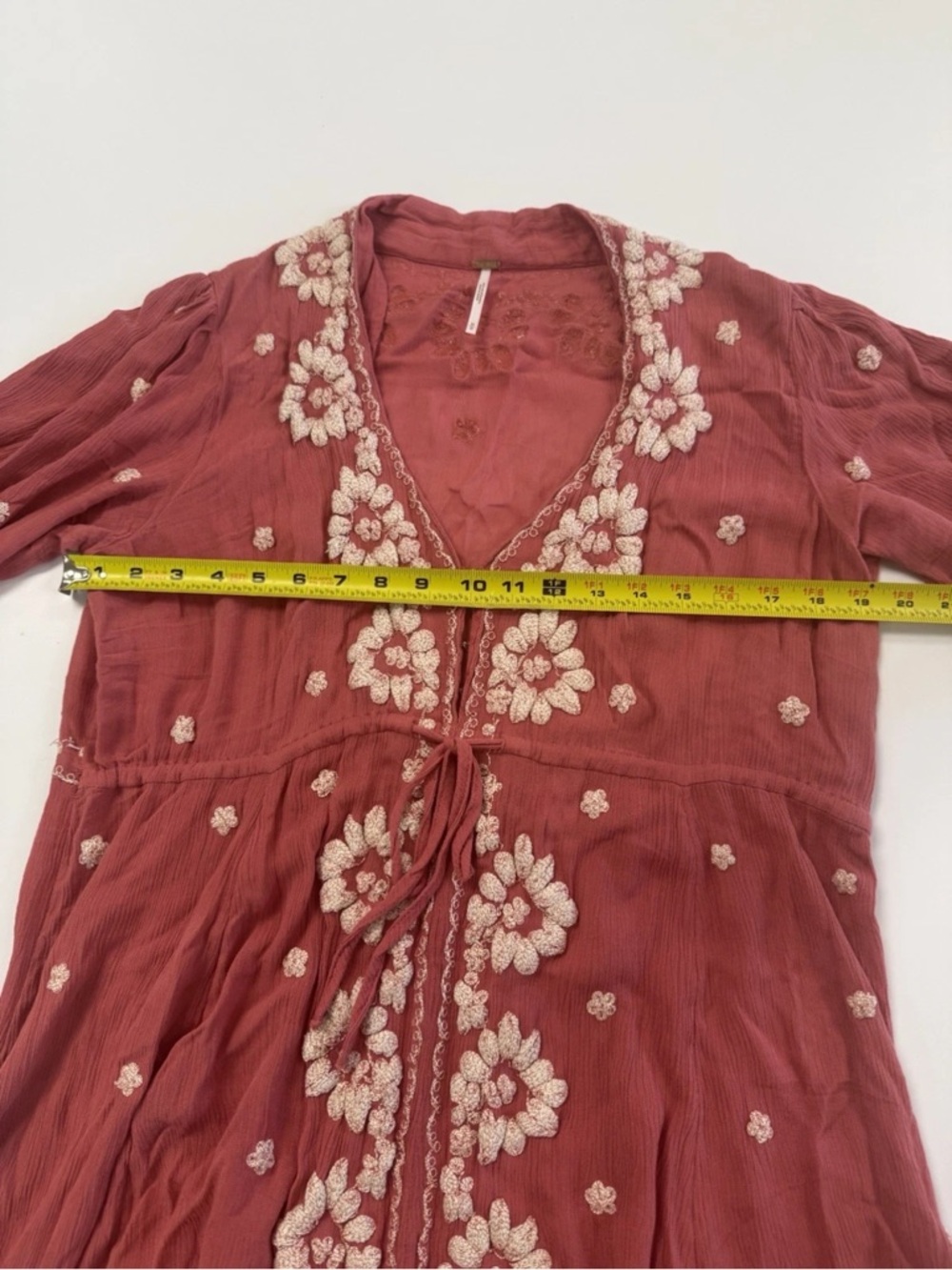 Free People Embroidered Fable Midi Dress Medium Viscose Rose Pink Boho - Picture 6 of 10